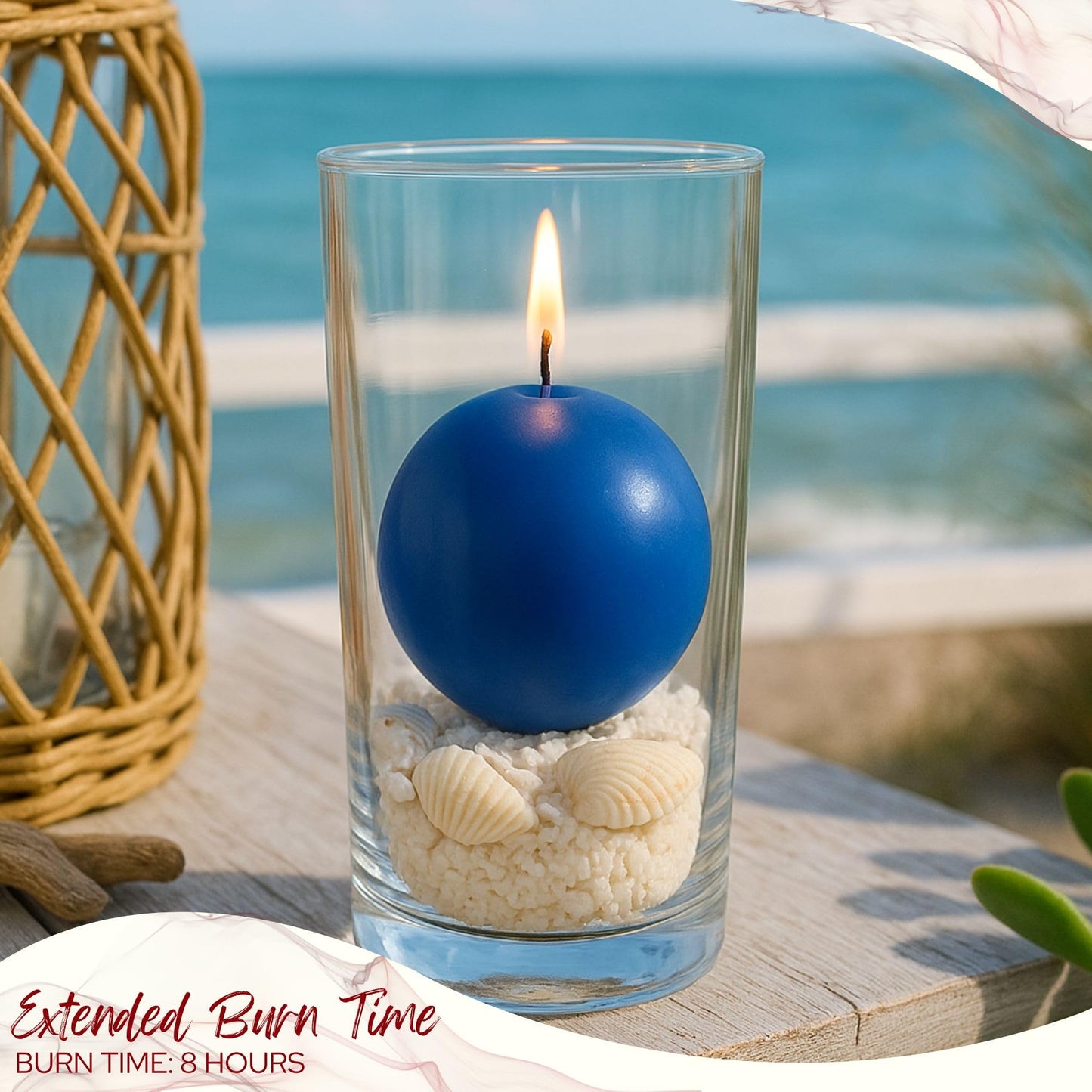 Biedermann & Sons 8-Hour Long Burning Unscented Round Ball Candles, Royal Blue, 2.5 Inch - Set of 4