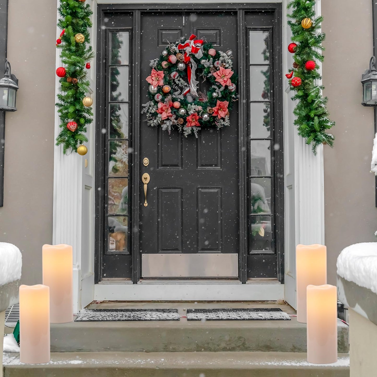 Eldnacele 10"×4" Large Waterproof Outdoor Flameless Candles Remote and Timer, Battery Operated White Plastic LED Flickering Pillar Candles 2 Pack for Dinner Wedding Porch Garden Lanterns Home Decor