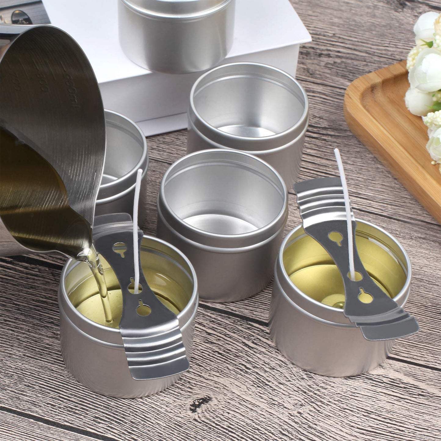 DINGPAI Candle Tin 18 Piece, 4 oz, Candle Containers for DIY Candle Making