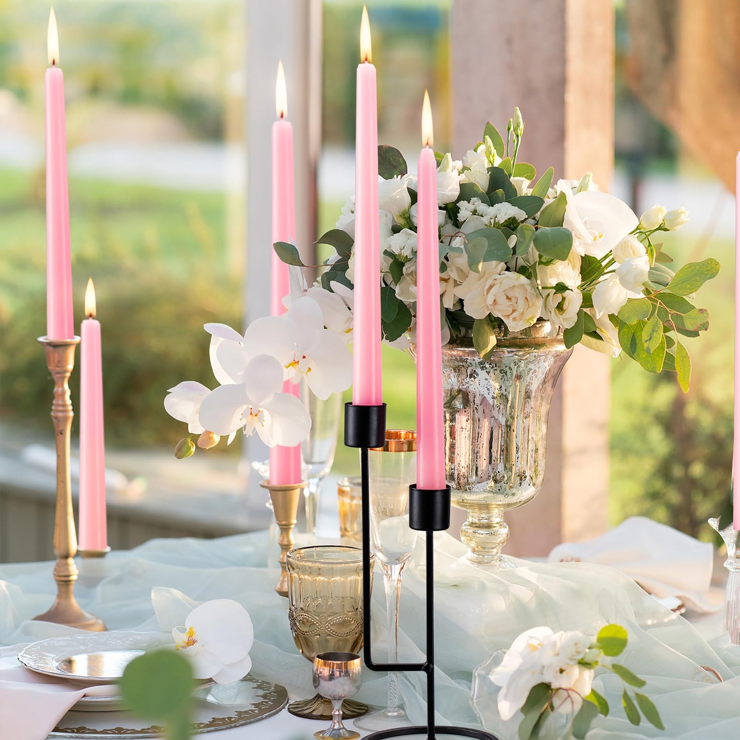 12 Pack Pink Taper Candles - Taper Candles 10 Inch Dripless, Smokeless & Unscented - 8 Hours Long Burning - Tall Candlesticks - Ideal for Weddings, Dinner Parties, Home Decor, Birthday Party