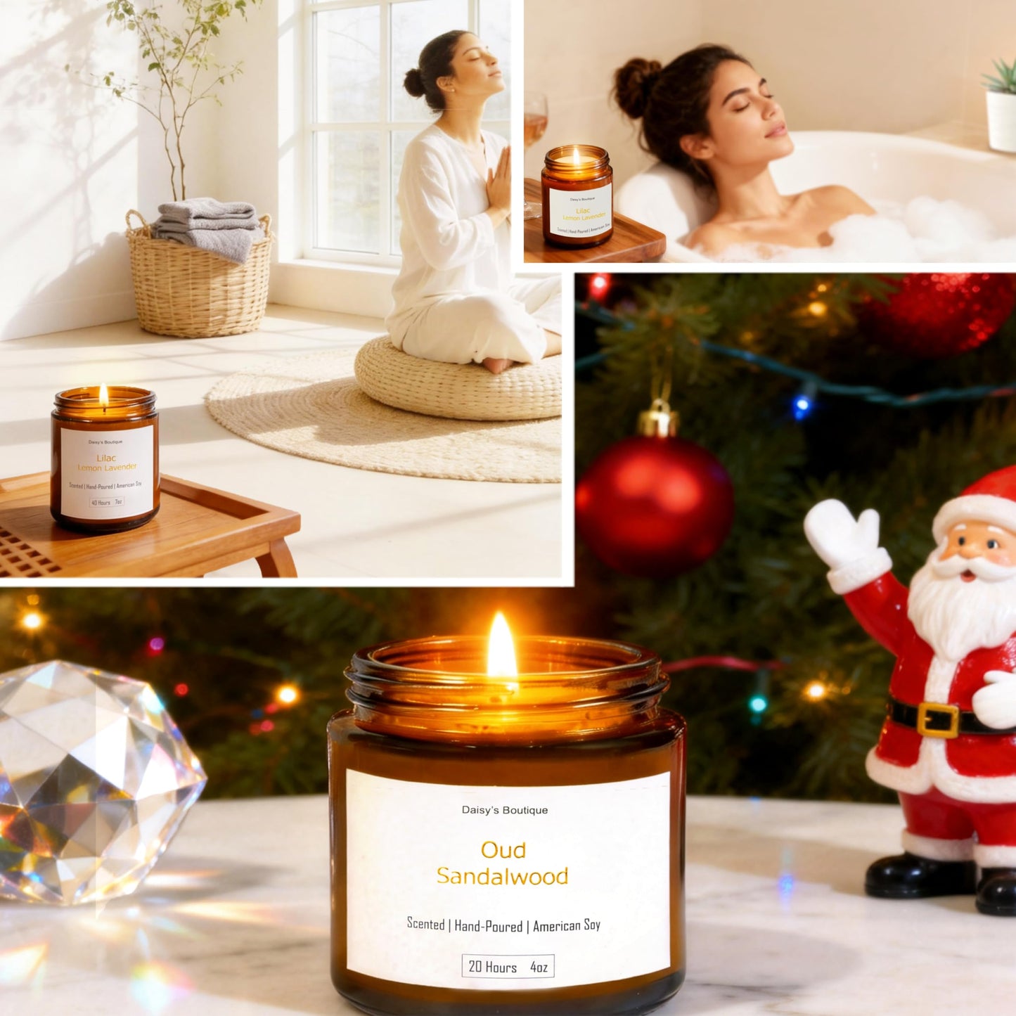 Scented Candles for Home Aromatherapy Candle Gift Present Set Soy Wax Long Lasting Gift Birthday Mother's Day Thanksgiving 3 Pack ((Lime Basil + Lavender Lilac + Jasmine Sandalwood) Amer Glass Jar)