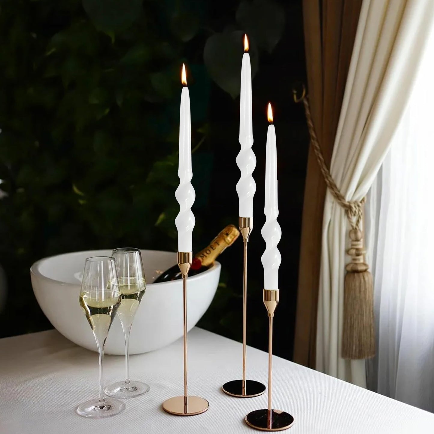 Taper Candles Twisted Candles Sticks Long Spiral Candlesticks Unscented Candles Smokeless Candle for Wedding Party Dinner Home Decoration