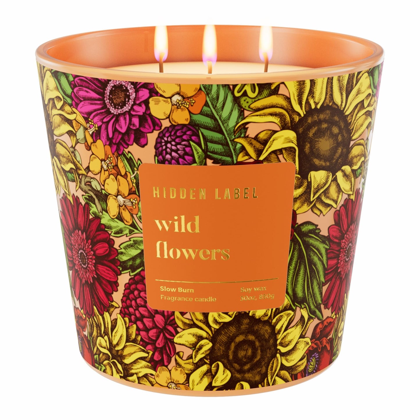 Wild Flowers Scented Candle, 30oz Natural Soy Wax, Large 3 Wicks Luxury Aromatherapy | Natural Candles Non-Toxic | 100+ Hour Clean Burn,Long Lasting Big Candles for Home Decor,Stress Relief,SPA