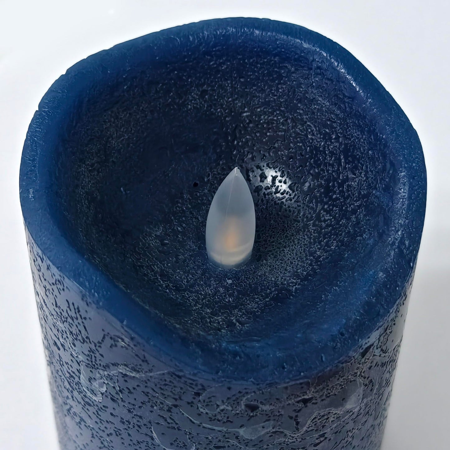 CANDLE CHOICE Real Wax Battery Operated Flameless Candles with Automatic Daily Cycle Timer Realistic Flickering Electric LED Pillars Wedding Party Holiday Decorations Set of 3 Rustic Texture Navy Blue