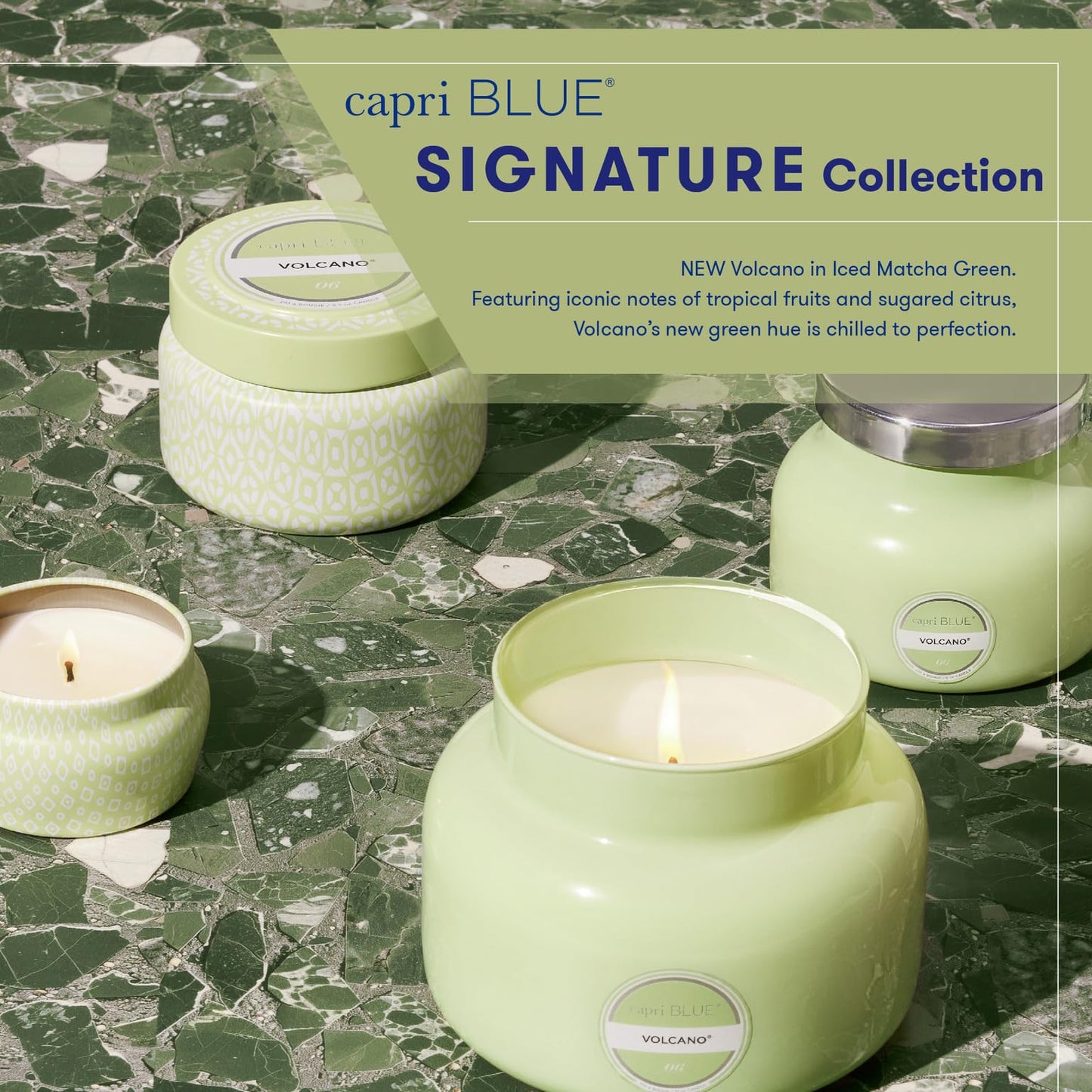 Capri Blue Volcano Scented Candles - Luxury Candles for Home Scented with Tropical Fruit & Sugared Citrus - Long Lasting Soy Wax Blend - Petite Glass Jar (Iced Matcha Green, 8 oz)