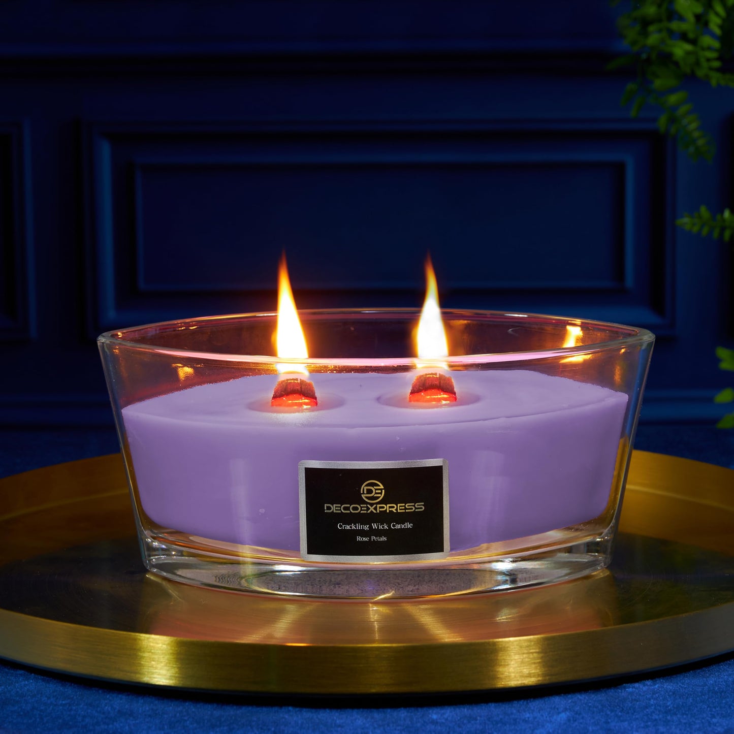 DECO EXPRESS Scented Candles, Crackle Double Wick Candles, Long 50 Hours Burn Time, Home Decor & Gift Ideas (Black Cherry)