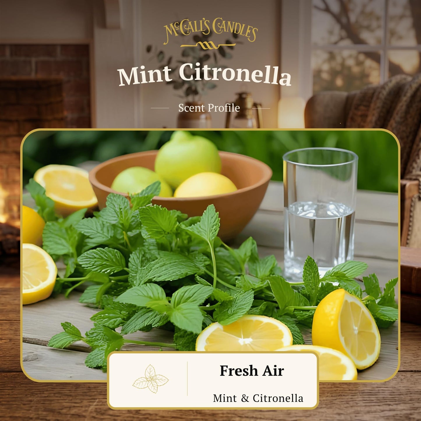 McCall’s Candles | Mint Citronella | 16 oz Two-Wick Scented Candle | USA-Poured | Vintage Mason Jar with Carrying Handle | Outdoor Patio Candle with Cool Mint & Peppermint