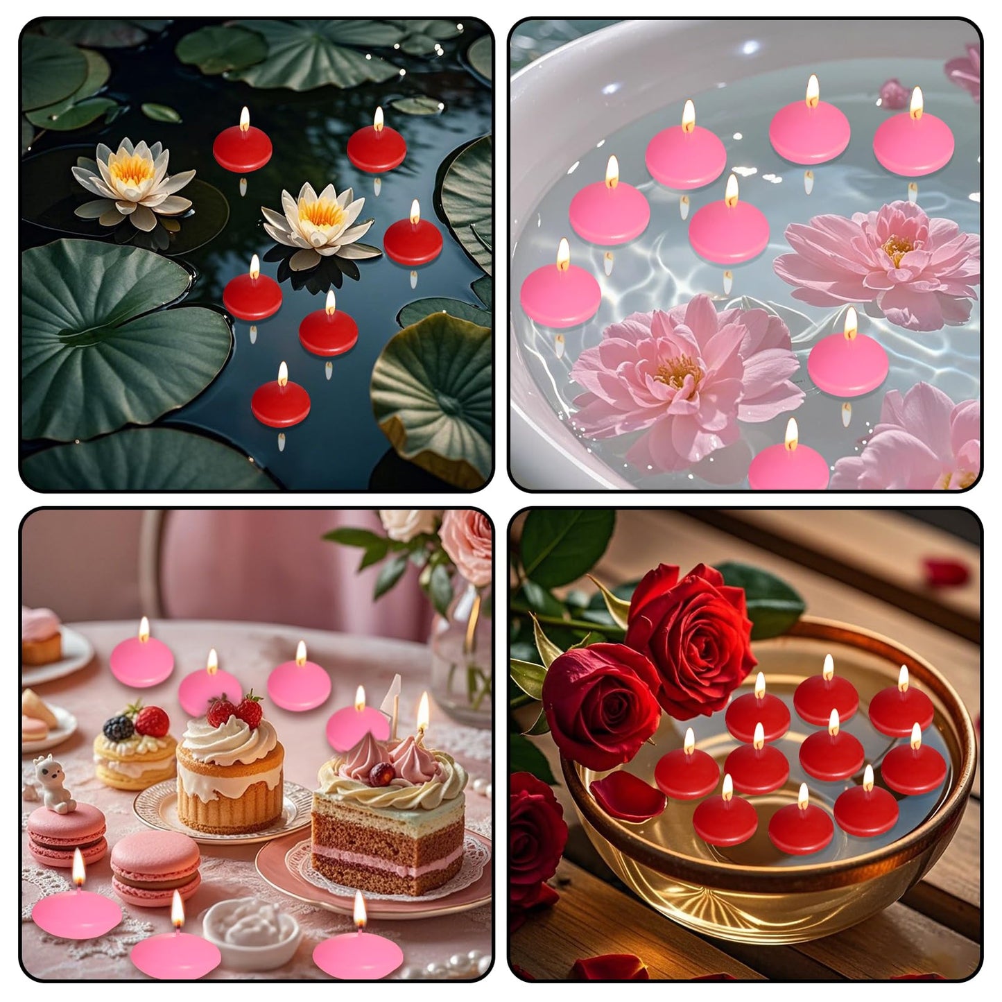 20 Pcs Floating Candles Centerpieces, 1.5 Inch Unscented Floating Candles Small Decoration for Valentine's Day, Thanksgiving, Wedding and Home Decor