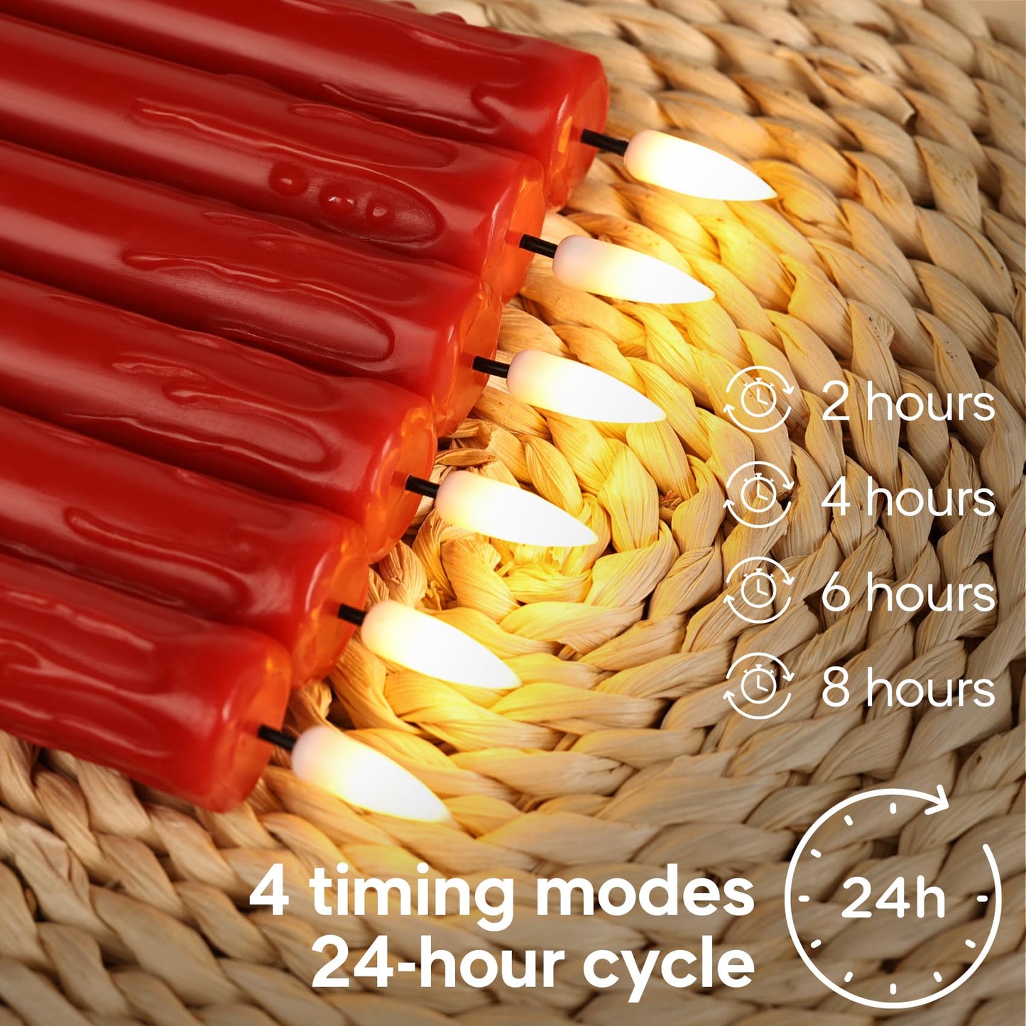 Girimax Red Dripping Wax Flameless Taper Candles with Remote, Flickering Battery Operated LED Candlesticks Valentines Decor Set of 6