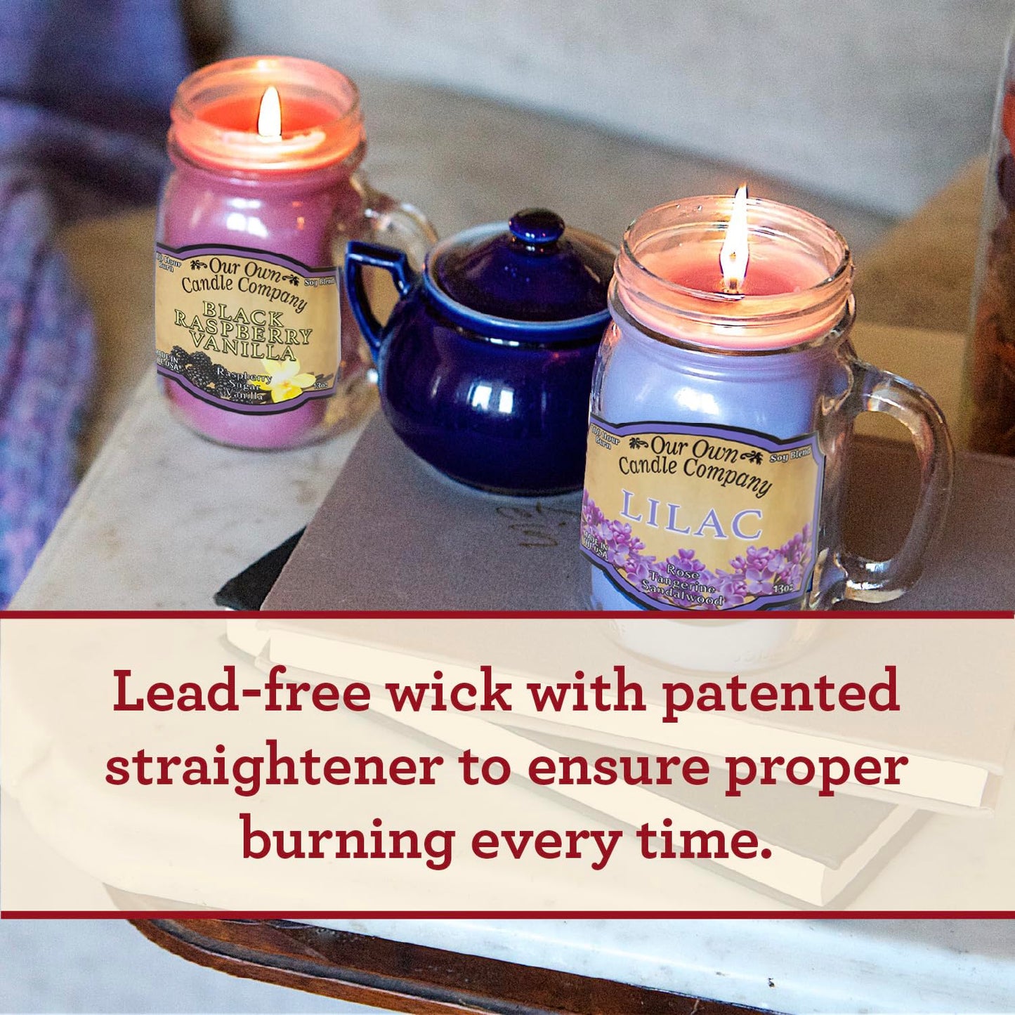 Our Own Candle Company, Lavender Vanilla Scented Mason Jar Candle, 100 Hour Burn Time, 13 Ounces