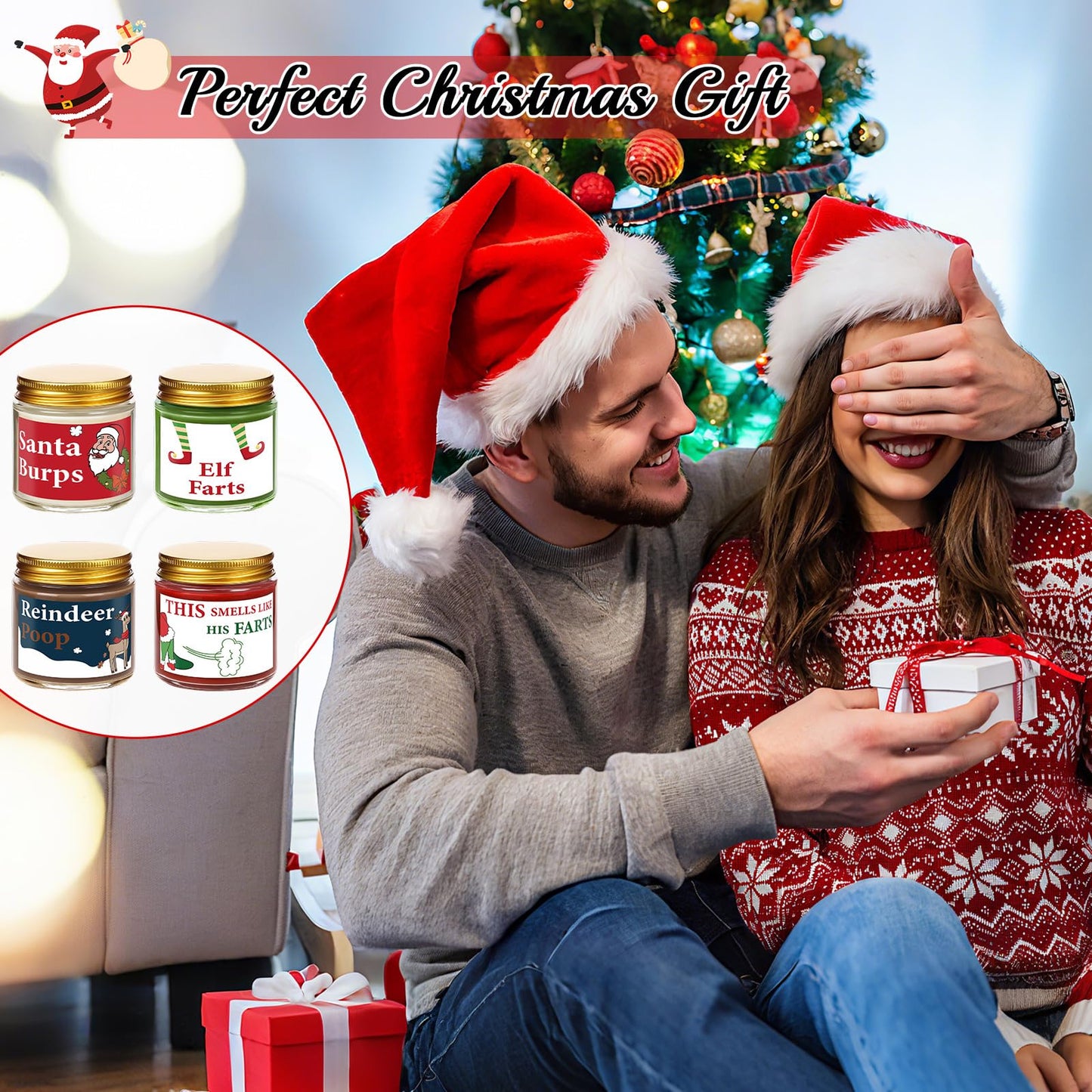 4 Pack Christmas Scented Candle, 3.5 oz Handmade Winter Candles Mini Christmas Candle Set Soy Fir Wax Holiday Candles for Women Xmas Winter Holiday Gift