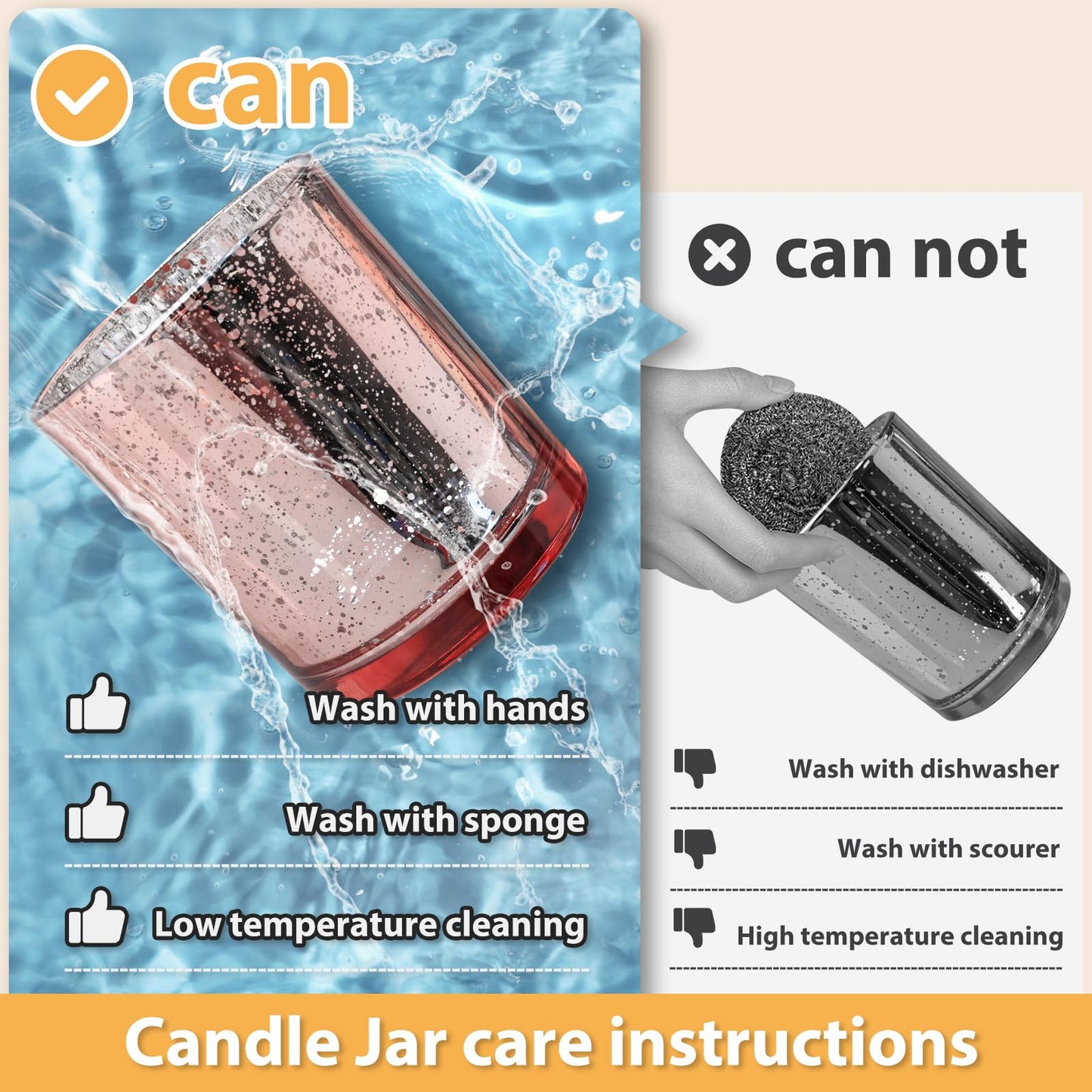 SHOWIN 10 OZ Thick Candle Jars for Making Candles 15 Pcs, Empty Jars with Wood Lids for Candle Making, Sample Container, Rose Gold