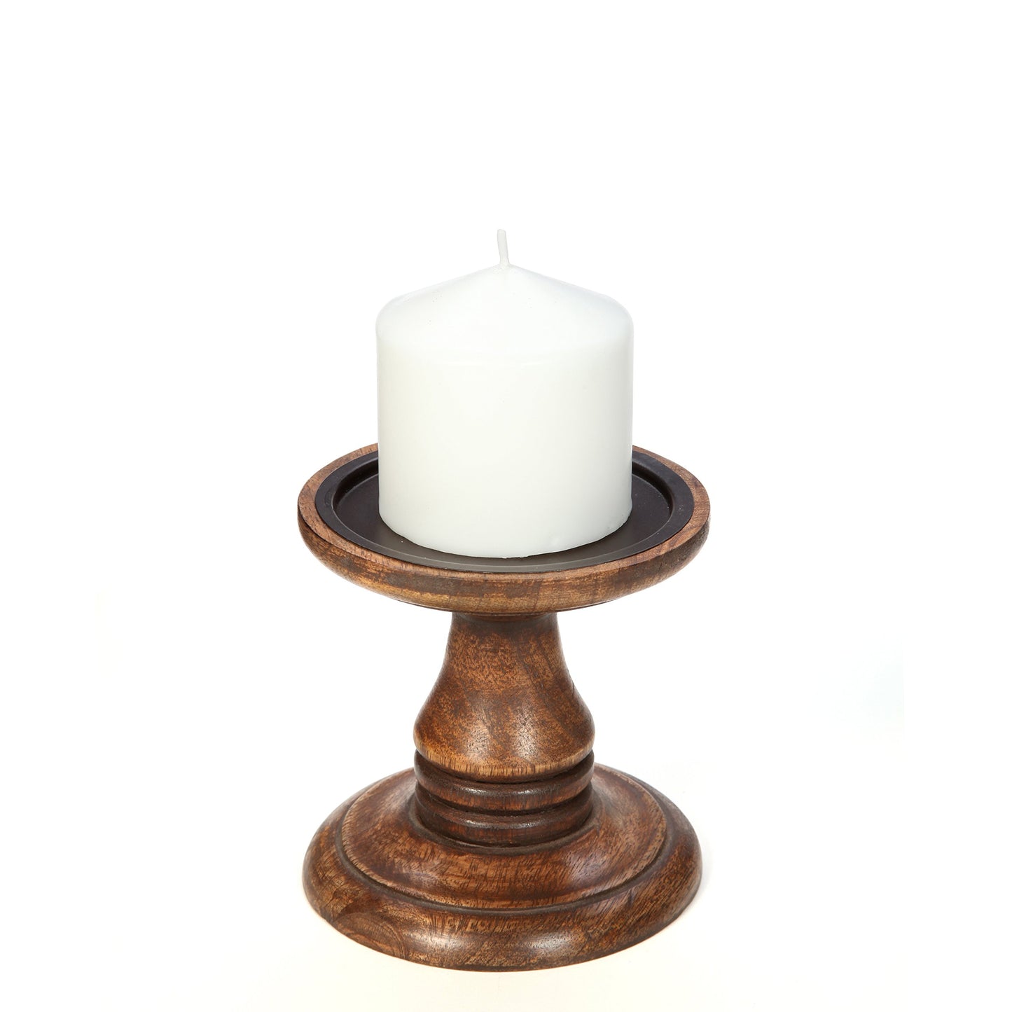 Hosley Set of 2 White Wooden Pillar Candle Holder 7 Inch High Bundle with Set of 4, 3 Inches High, White Unscented Pillar Candles