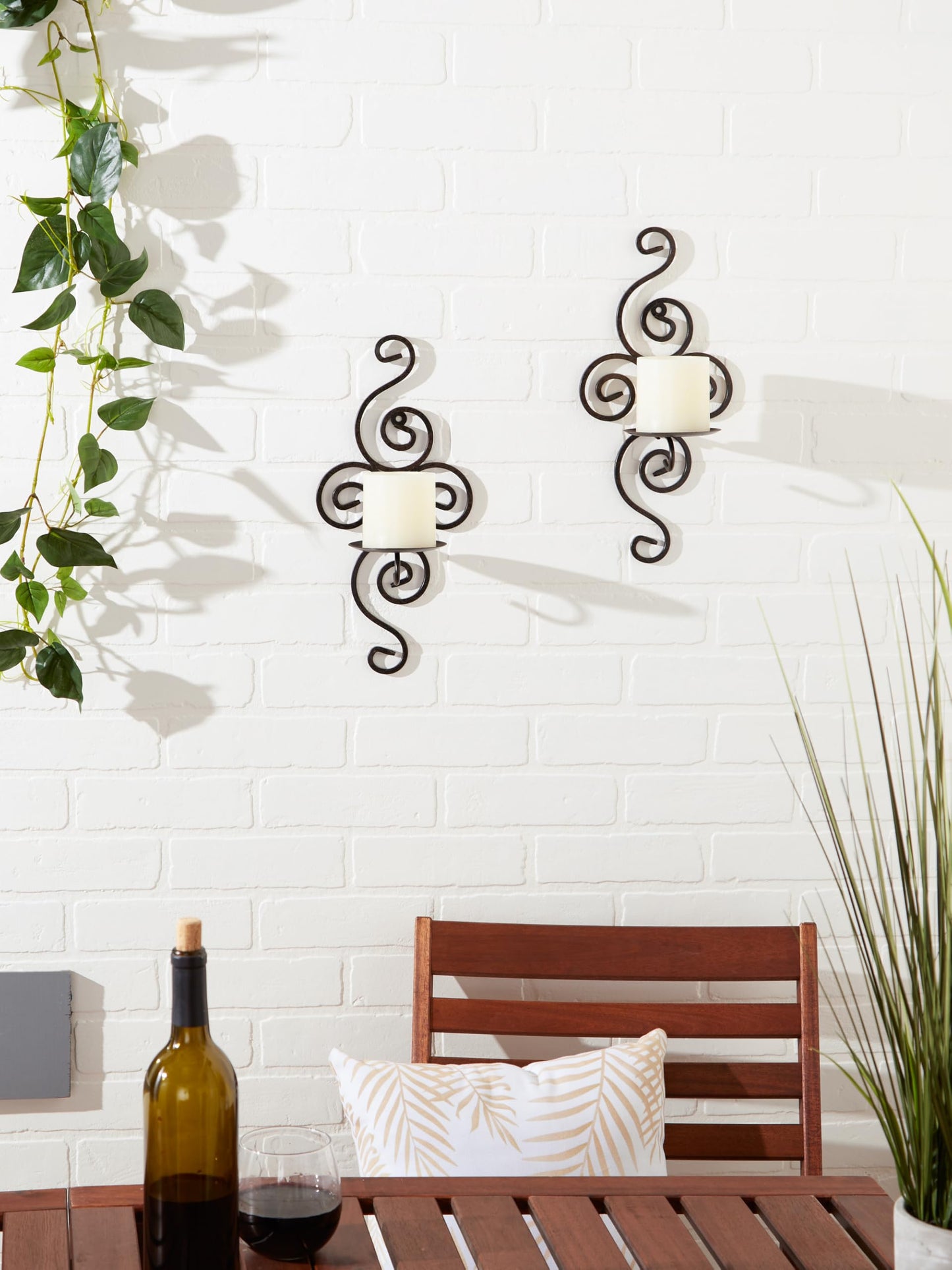 Scrollwork Candle Wall Sconce 13" Tall
