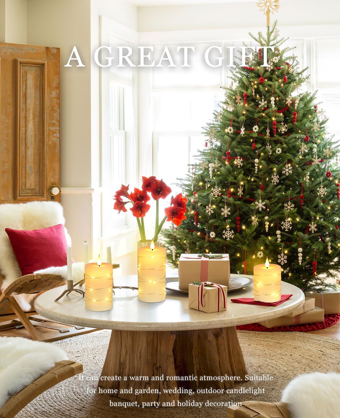 Fanzir Flameless Candles With Remote, Battery Operated Candles LED Candles with string lights Flickering Candles with Timer, 4‘’ 5‘’ 6‘’ Candle For Seasonal and Festival Celebration’s Candles set of 3