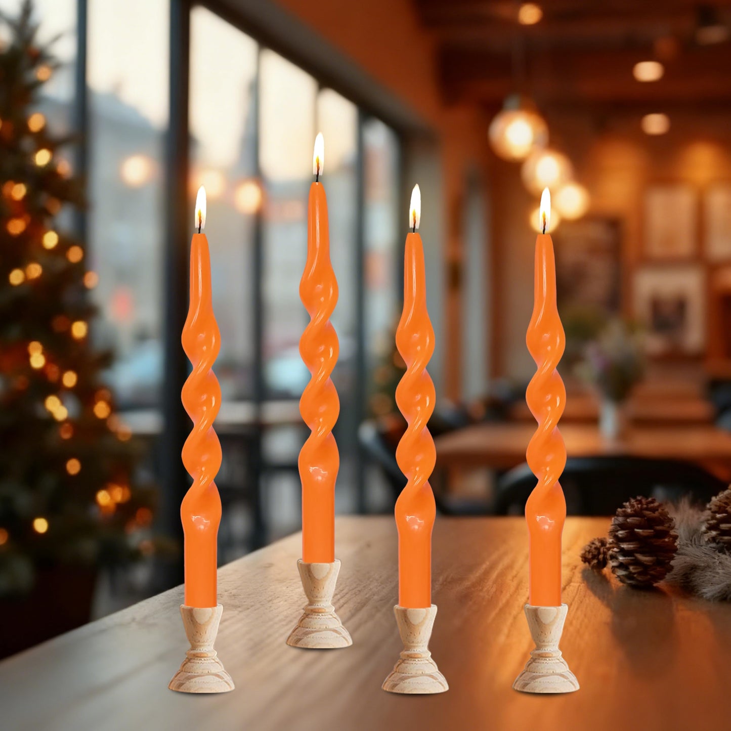 4 Pack Orange Taper Candle 10 inch Twisted Candles Unscented for Christmas Halloween Dinner Wedding Home Decor, Relaxation & All Occasions