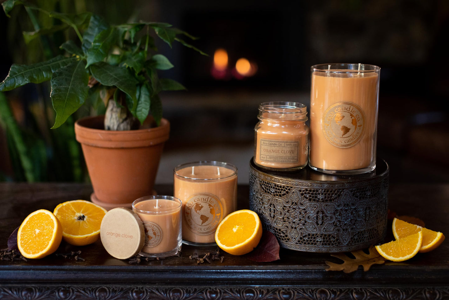 ECO CANDLE CO. Recycled Candle, Orange Clove, 8 oz. - Scents of Oranges Pierced with Spicy Cloves - 100% Soy Wax, No Lead, Kraft Paper Label & Lid, Hand Poured, Phthalate Free