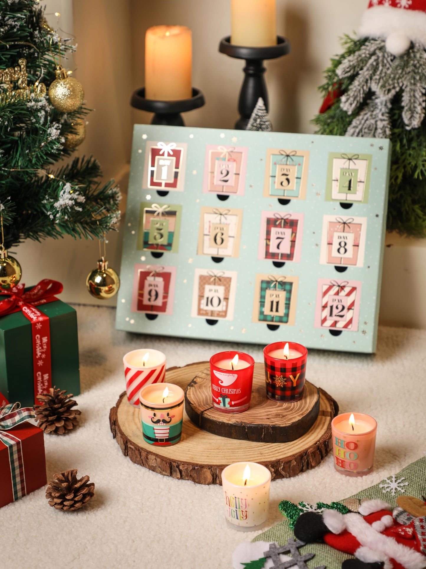12 Days Christmas Scented Candles Gift Set for Women Advent Calendar Candle Gift 12PCS 1 oz Soy Wax Candles Christmas Birthday Gifts for Men