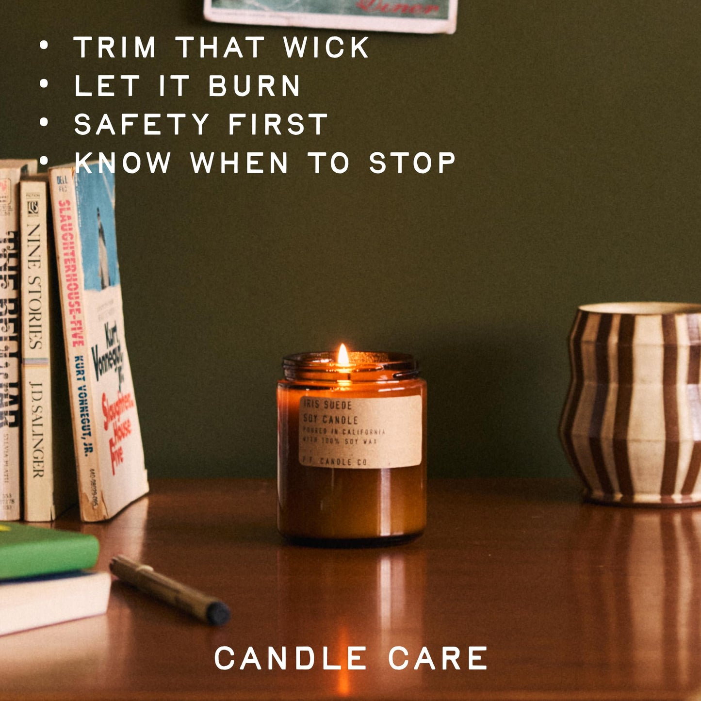 P.F. Candle Co. Seasonal Fall Autumn Scented Soy Wax Candle - (7.2 oz) 40-50 Hour Burn Time, Amber Glass Jar, Made in The U.S.A. (Spruce)