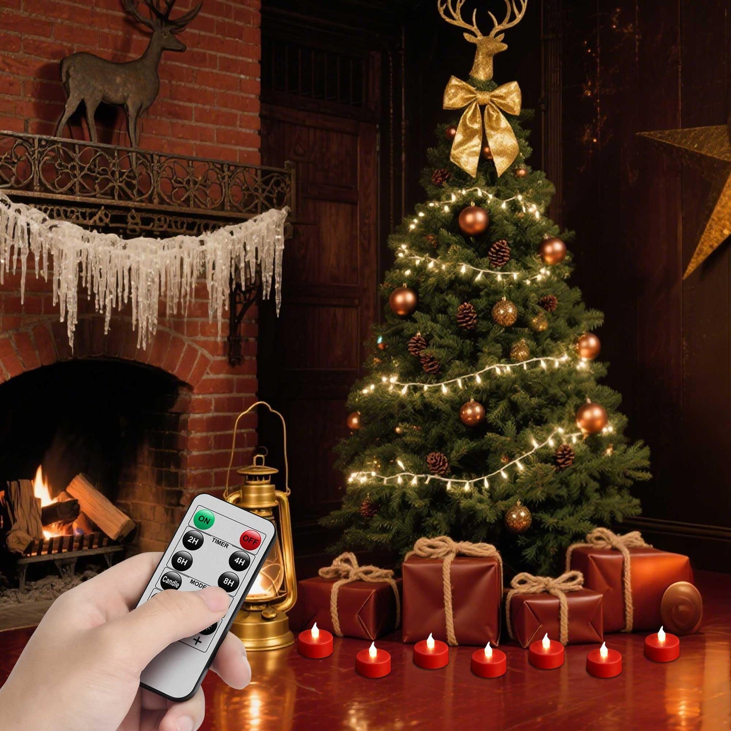 MINXIN LED Tea Light Flameless Candles with Remote Control Flickering Tealight Long Lasting, Battery Operated with Timer for Halloween Home Decoration Seasonal &Festival Celebration Red (50pcs)