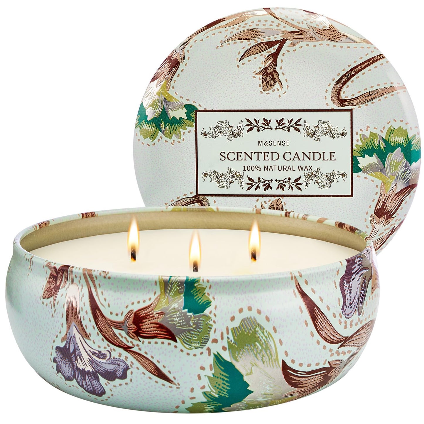 M&SENSE Mint Basil Scented Candles 12oz 40 Hour Long Lasting, 3 Wick Soy Candles for Home Scented, Travel Tin Natural Highly Scented Candle Gift for Women Men