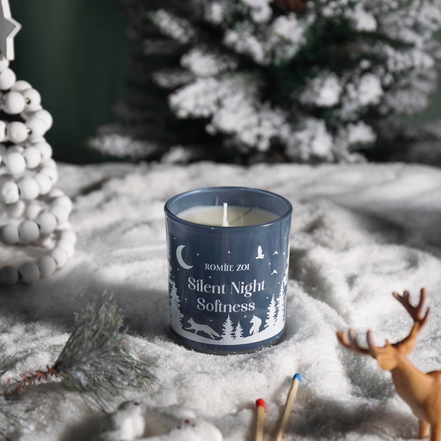ROMIIE ZOI Christmas Scented Jar Candle - 6oz Soy Wax Candle - Silent Night Softness Infused with Fresh Cut Spruce Branches Aroma - with Beautiful Keepsake Box Special for Christmas/Holiday Gifts