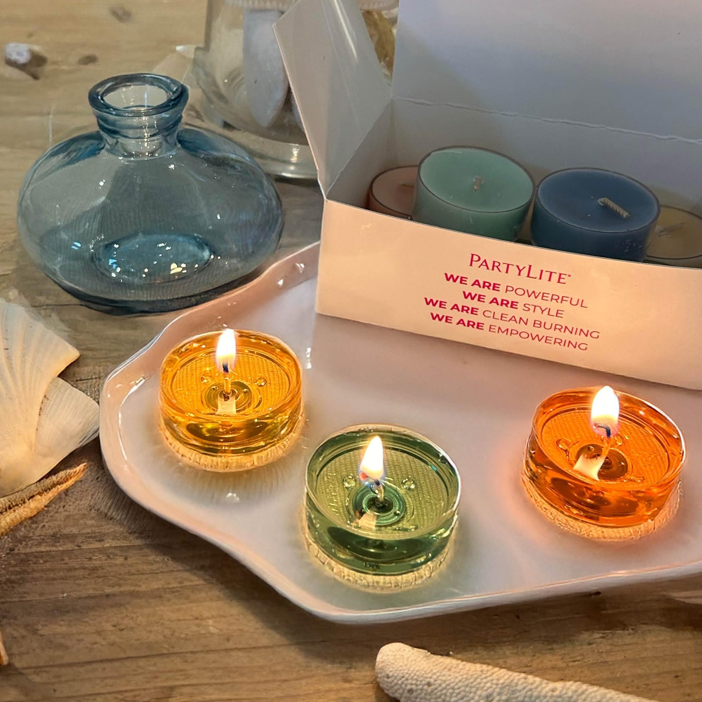 PartyLite Tea Lights Sampler, Ginger and Coconut with Lavender Scented Candles, Gift Set of 12, Aromatherapy with up to 4 to 6 Hours Burn Time, Ideal for Home Decor, Holiday Gifting and Celebration