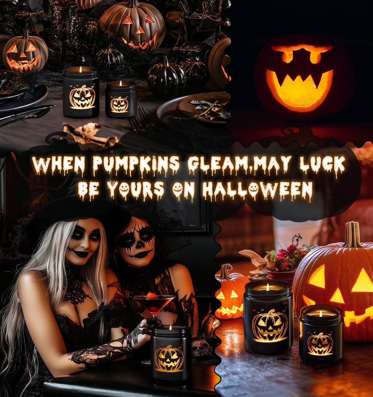Halloween Decor Indoor-Halloween Gifts Candles for Women with LED Pumpkin Face,Fall Candles with Pumpkin Spice Scent Over 40 Hours of Burn Time, Gift for Home Fall Decorations Indoor, 100% Soy Wax