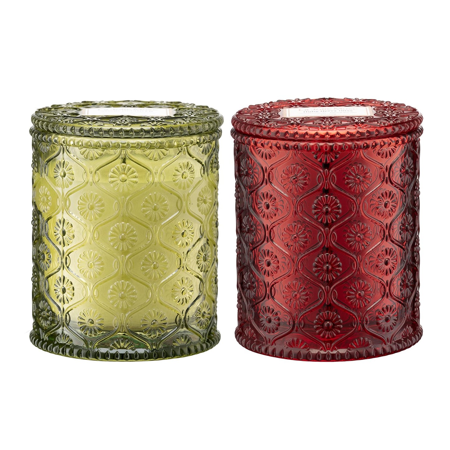 LA JOLIE MUSE Christmas Scented Candle Duo | 2×6 oz | Pomegranate & Pine & Ruby Berry Bliss | Evergreen, Berries, Festive | Holiday Vegan Soy Candles | Gift for Home Décor