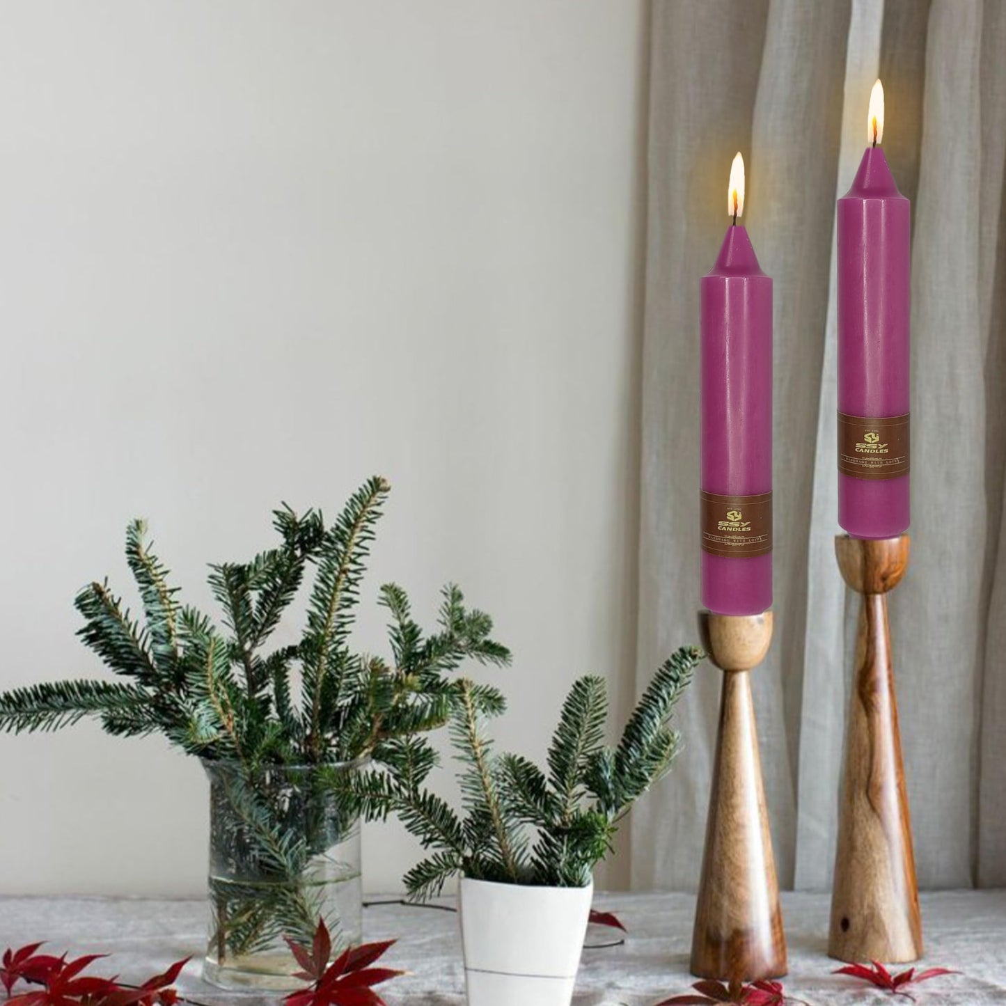 4 PCS Purple Candlesticks 7 inch Small Taper Candles Stick Candles Unscented Tapered Candlestick for Wedding Party Home Décor Candles Advent