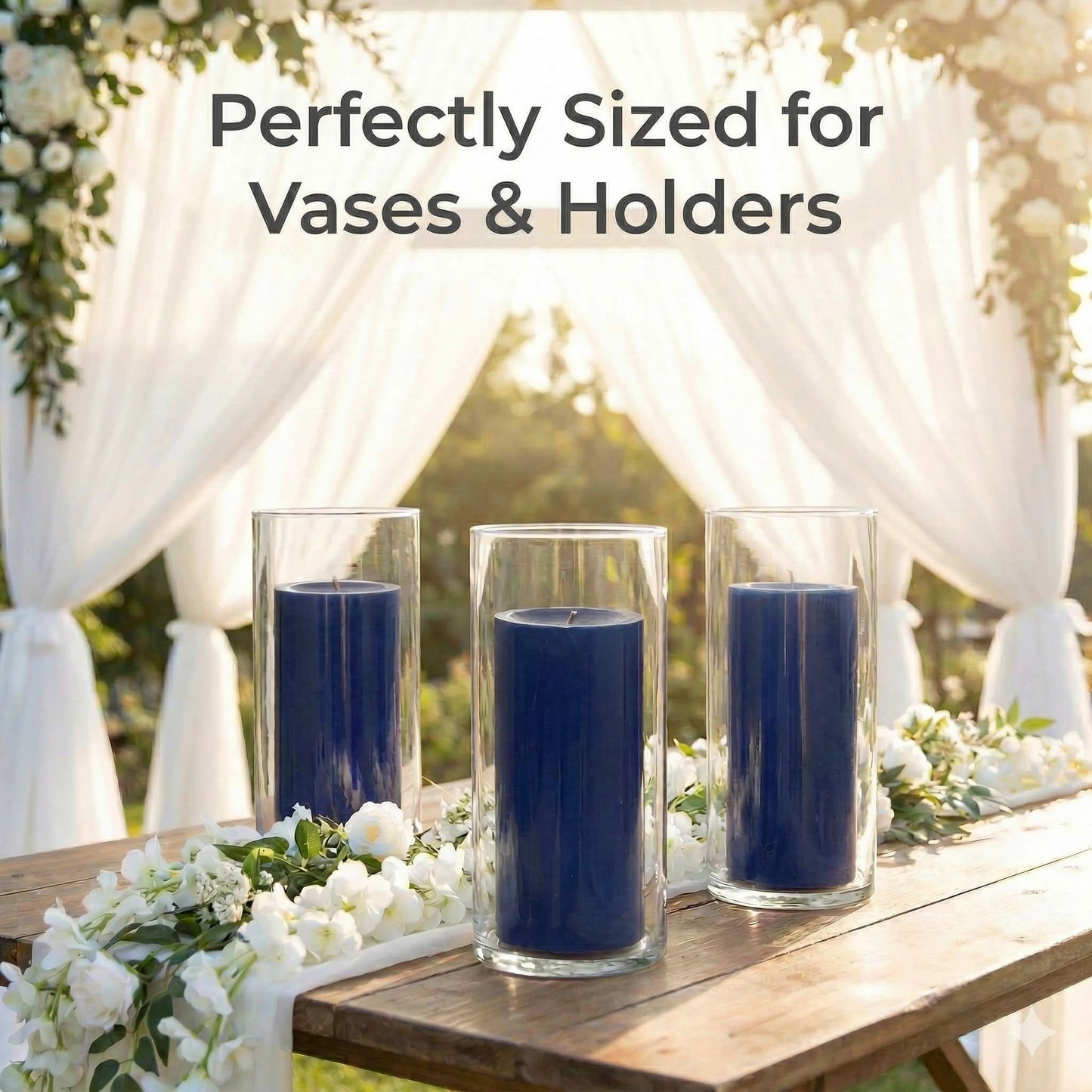 Richland Set of 3 Navy Blue Pillar Candles 3" x 6" Unscented for Weddings Home Holidays Relaxation Spa Church