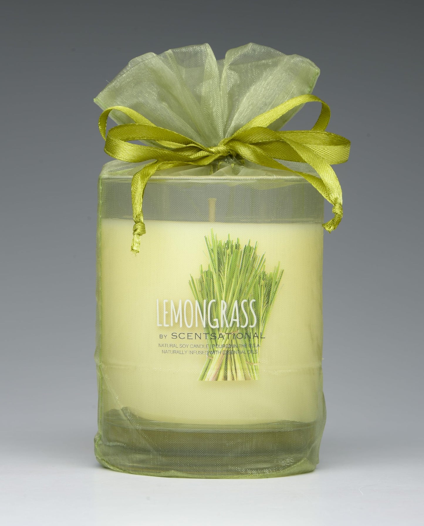 Scentsational Lemongrass Soy Candle, 11 oz, 50-60 Hour Burn Time, Gift Wrapped