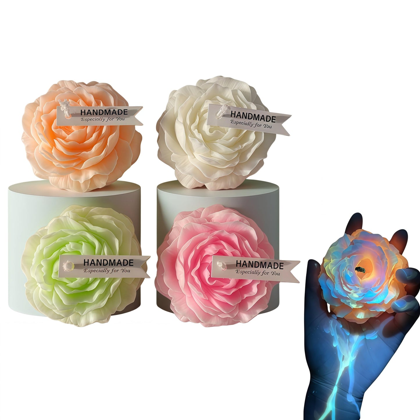 4 Pcs Low Temperature Candles for Wax Play Low Heat Body Safe Drip Candles Set, Flower Shaped Scented for Couples