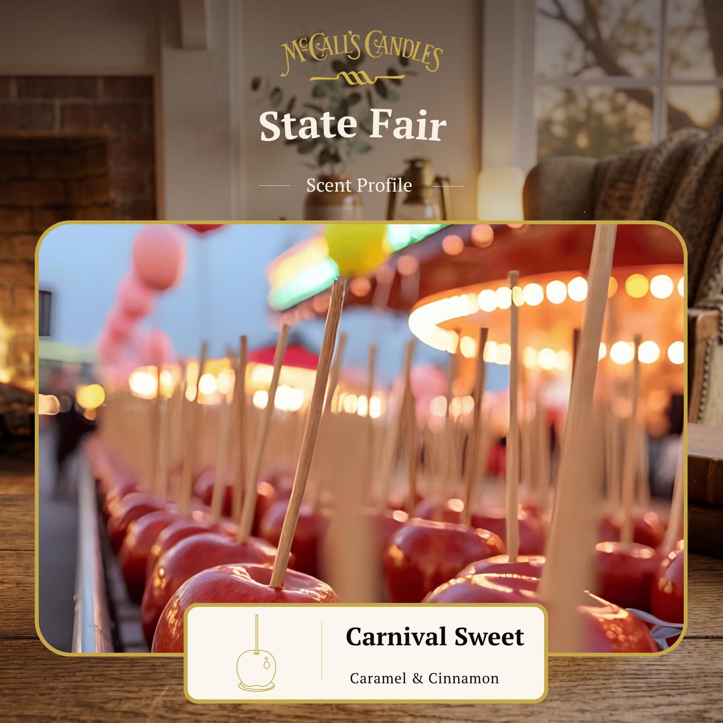 McCall’s Candles | State Fair | 16 oz Two-Wick Scented Candle | USA-Poured | Vintage Mason Jar with Carrying Handle | Caramel Apple, Cinnamon & Pie Crust Fragrance