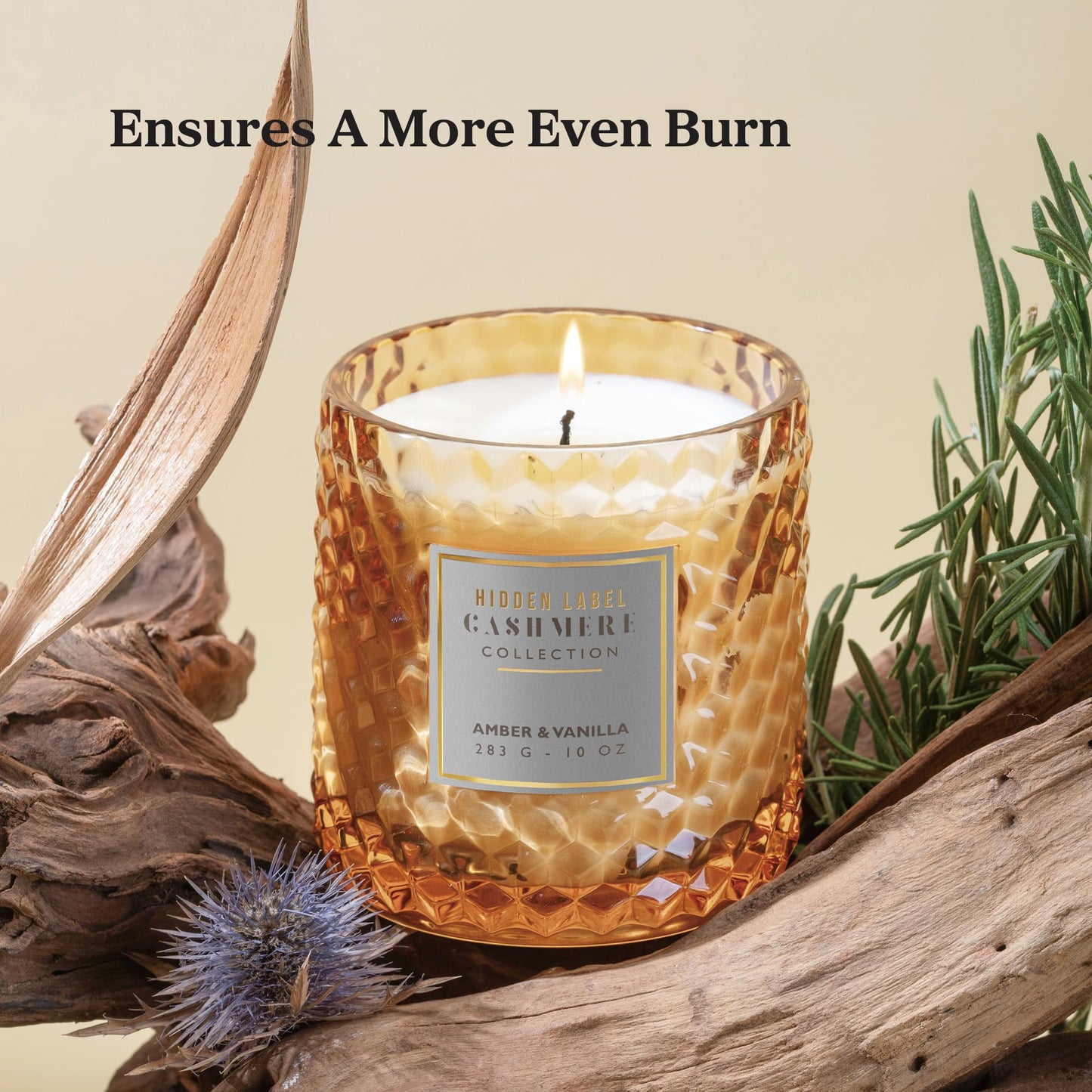 Hidden Label Amber & Vanilla Fall Candles, Natural Candle Non Toxic,100% Cotton Lead-Free Wick,Candles for Home Scented,10 oz 65 Hours Burn time,Candle Gifts for Women & Men.