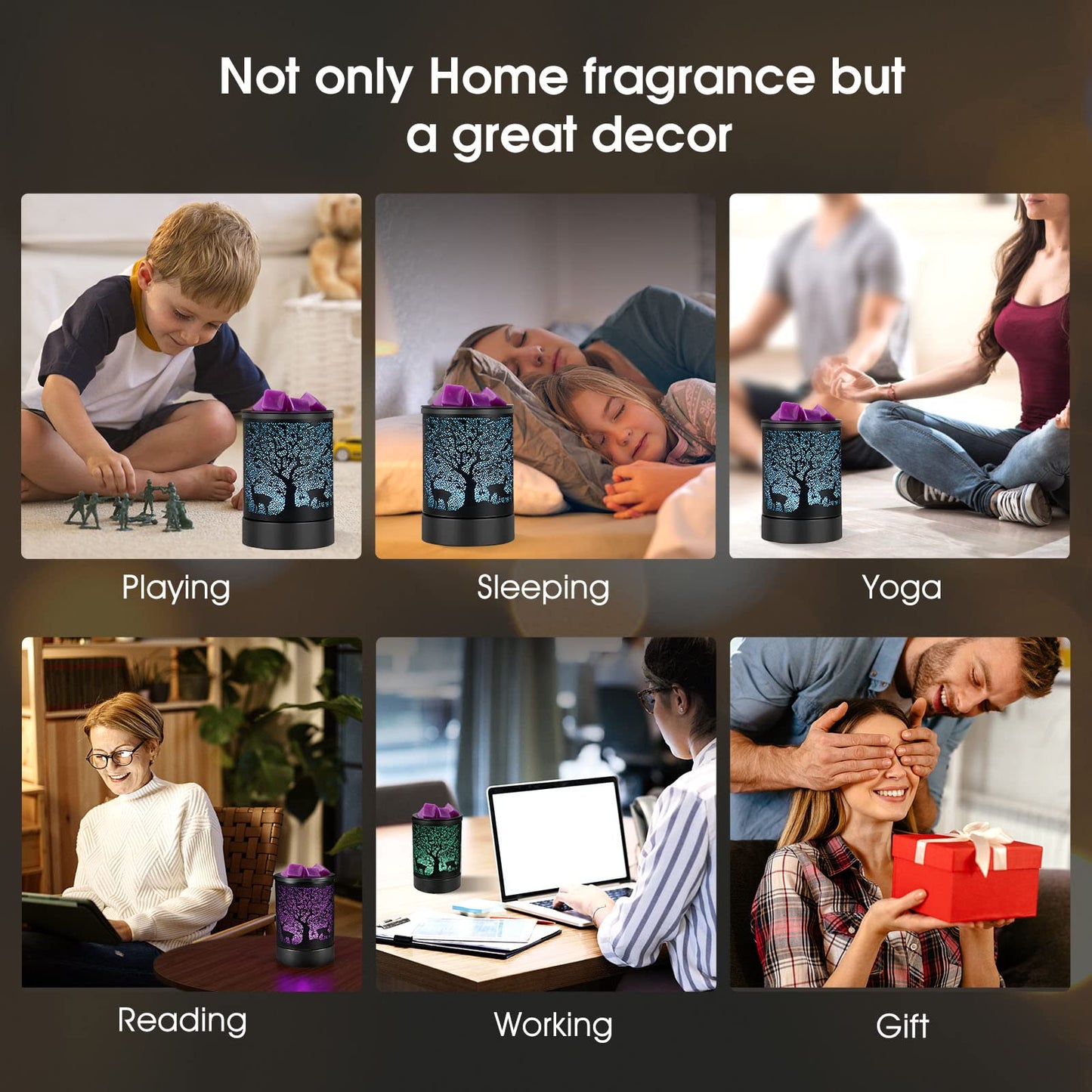 Enaroma Fragrance Wax Melts Warmer with 7 Colors LED Changing Light Scent Oil Candle Warmer for Home Office-Deer Timer