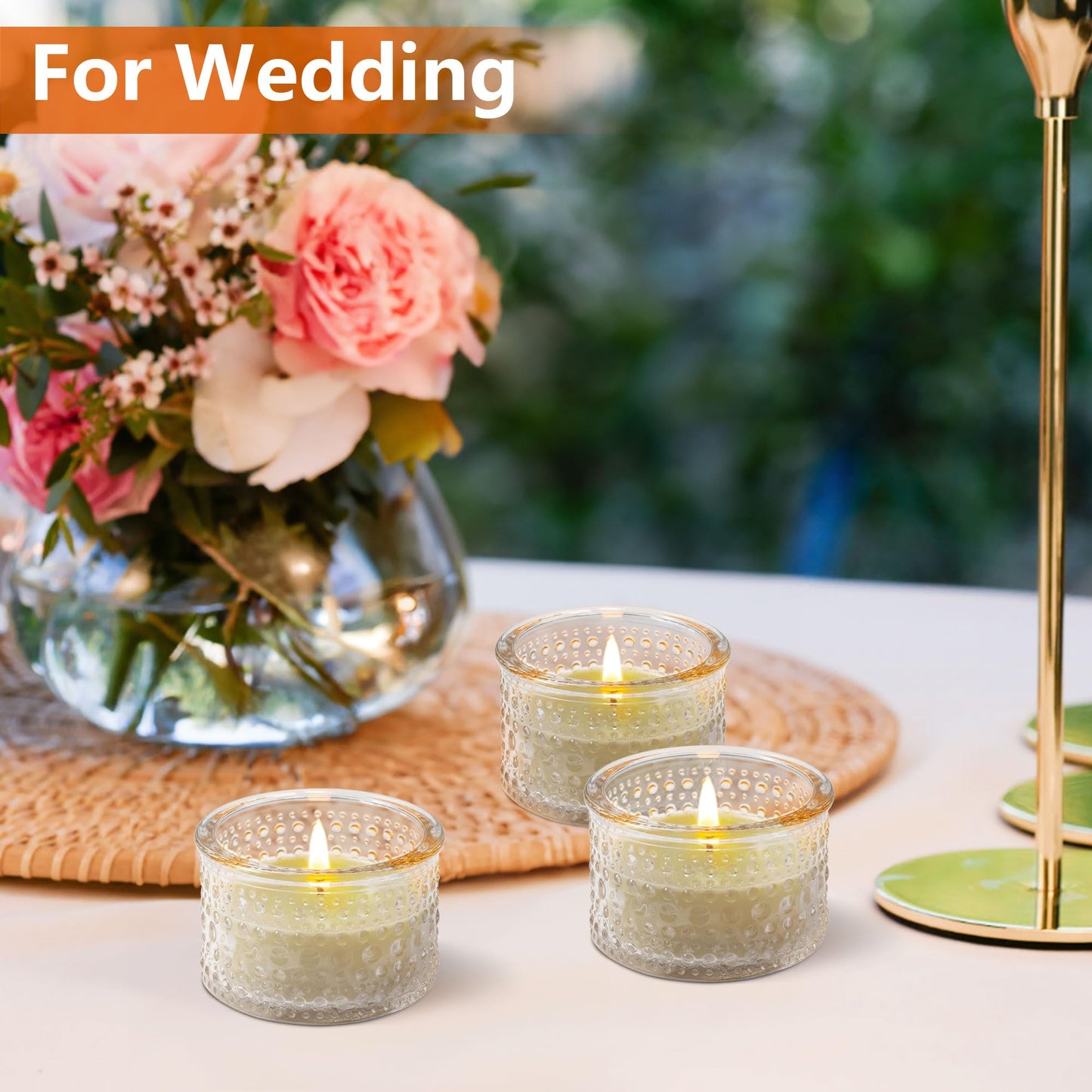 JOYIT Clear Votive Candle Holders Bulk Set of 12, Tealight Candle Holder for Wedding Table Centerpiece, Glass Small Candle Holders for Birthday Party, Valentine's Day, Home Decor (2''X 1.4'')
