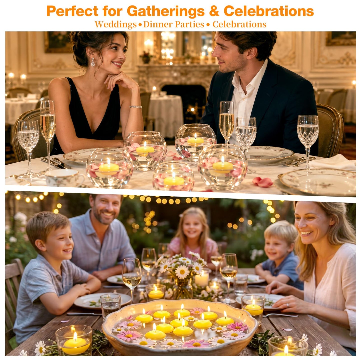 24 Pack Citronella Floating Candles for Centerpieces, Total 150 Hours Burn Time, 2 Inch Scented Water Candles for Pool, Outdoor & Patio, Wedding & Spa Decor, Smokeless & Dripless, Cotton Wick