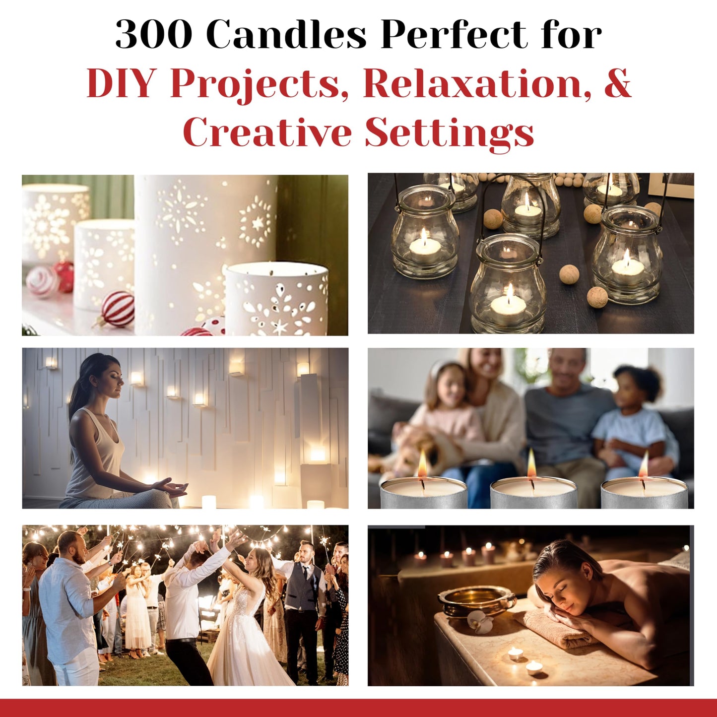 300 Pack Tealight Candles in Metal Cups - Clean White Unscented with 6 Hour Long Burning Time - Votive Candles Bulk for Romantic Dinner, Weddings, Spa & Hotels by PARNOO