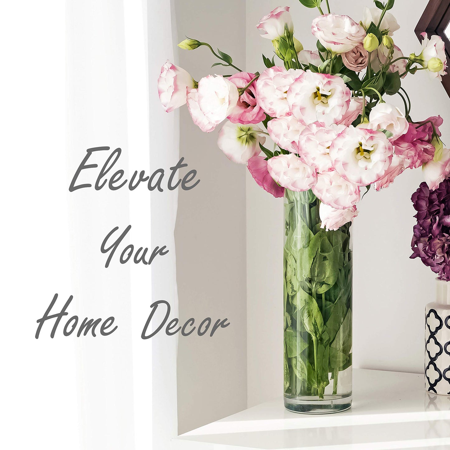 CYS Excel Clear Glass Cylinder Vase (H:20" D:4") | Multiple Size Choices Glass Flower Vase Centerpieces | Hurricane Floating Candle Holder Vase