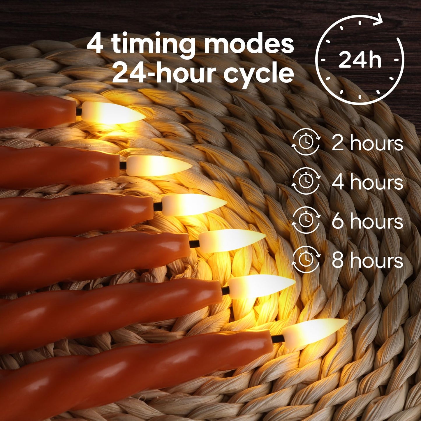 Girimax Orange Flameless Taper Candles with Remote, Spiral Candles Battery Operated, Flickering LED Candlesticks Set of 6