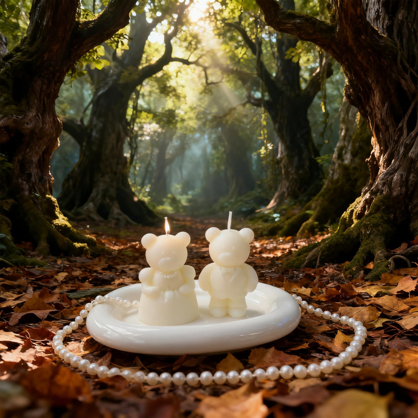 Mr & Mrs Wedding Bear Scented Candle Duo,Bride in Gown & Groom in Tuxedo Soy Wax Decorative Candle Set for Bridal Shower,Anniversary & Home Decor,Romantic Home Fragrance Gift for Couples & Newlyweds