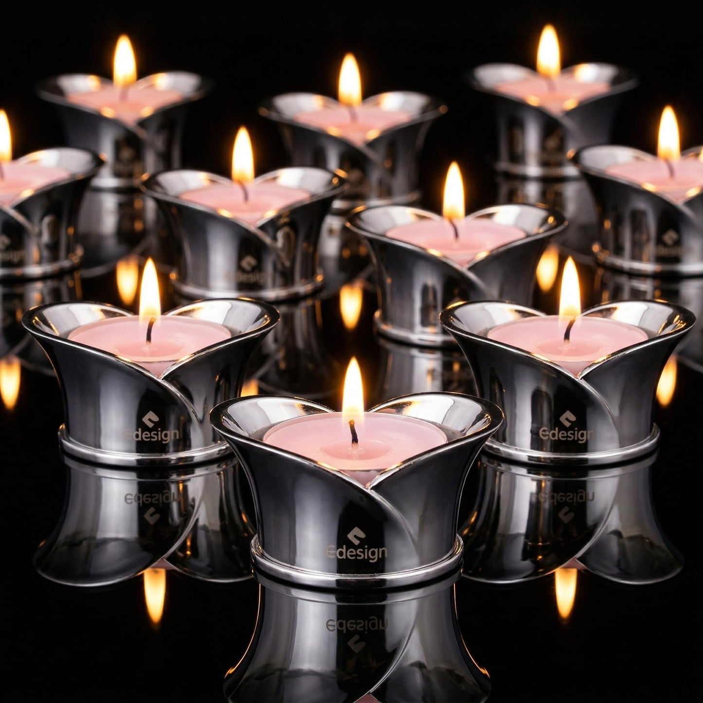 Gdesign Calla Lily Tealight Candle Holder - Polished Mirror Finish Stainless Steel - Modern Decorative Small Candle Stand for Dining Table, Restaurant, Wedding Centerpiece - Gift Box Included, 1.18" H