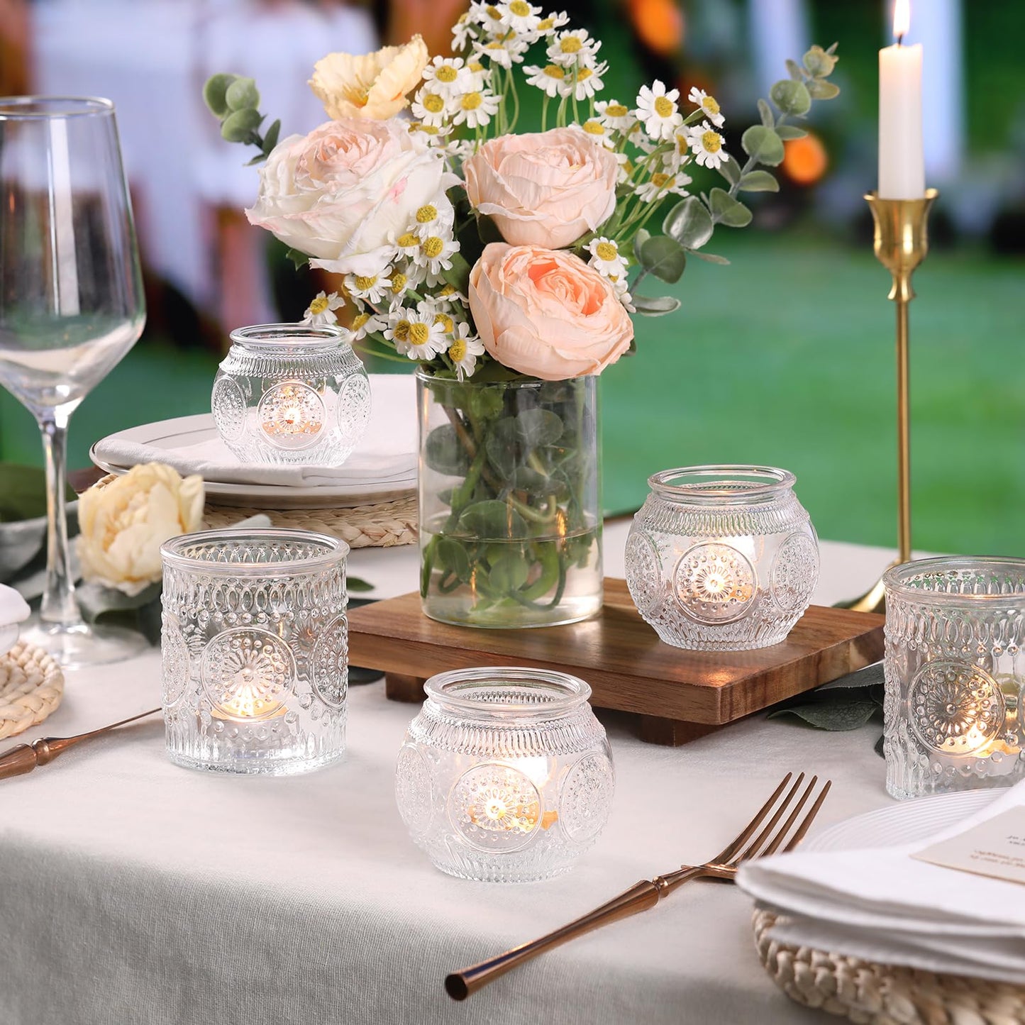 DARJEN Clear Votive Candle Holder Set of 20, Upgraded Size Tea Light Candle Holder Glass for Wedding Table Centerpieces, Elegant Bulk Votive Holders for Party, Proposals and Wedding Shower