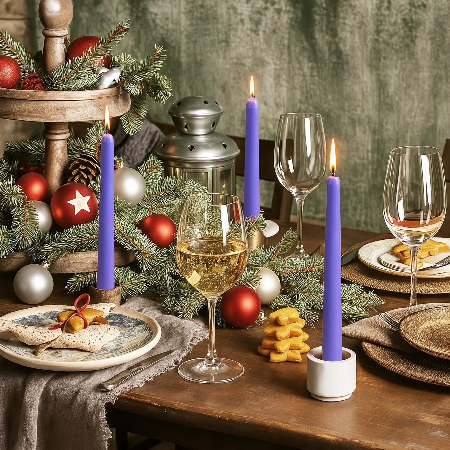 KONNI 0.87×10 Inch Violet Taper Candles, Unscented and Smokeless Tall Candlesticks, 10 Pack Tapered Candles with Cotton Wicks, Long Burning, Ideal for Weddings, Dinner Parties, and Home Décor