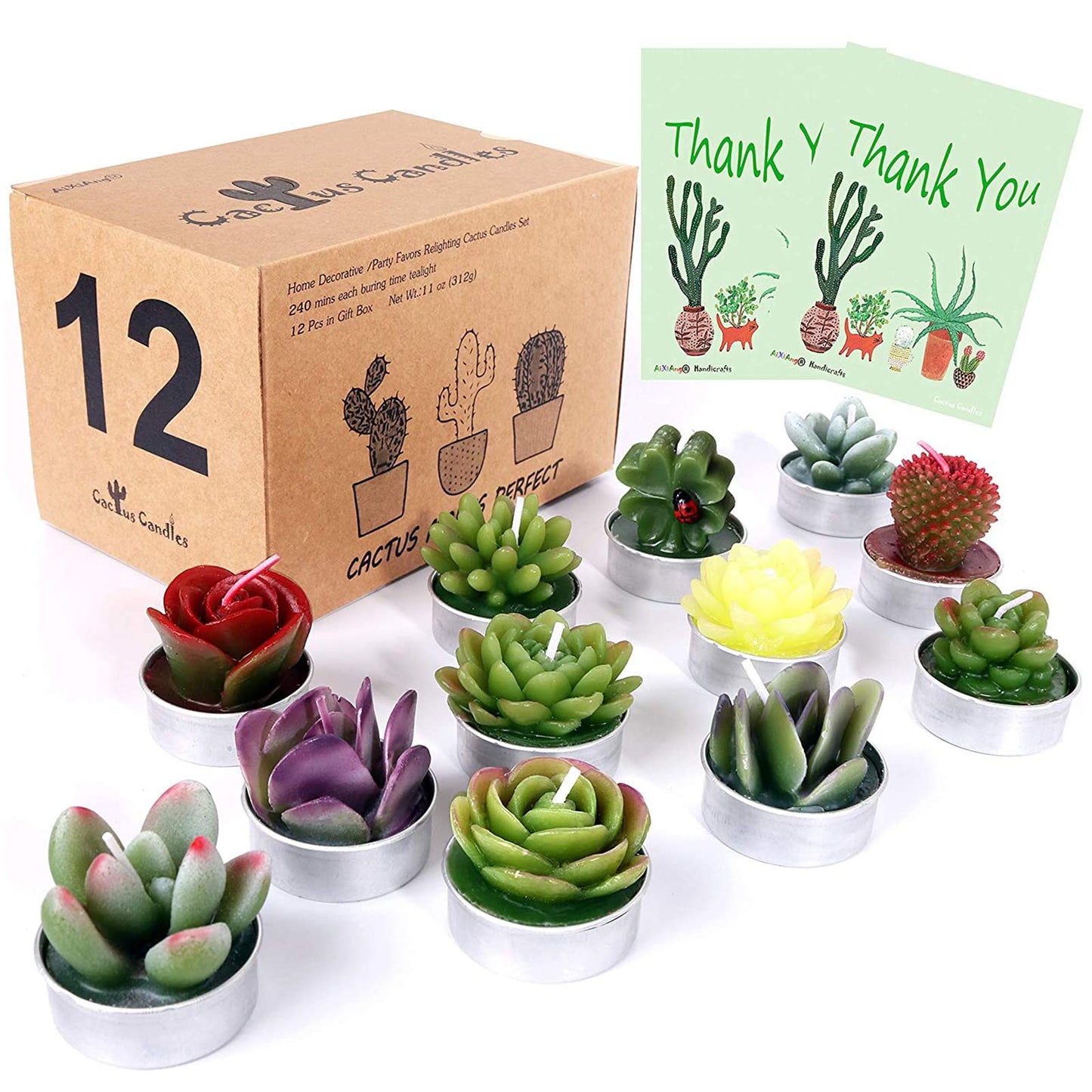 AIXIANG 12Pcs Cactus Candles Succulent Ornaments Candles, Wedding Favors for Guests, Bridal Shower Favors, Baby Shower Favors, Christmas Gifts