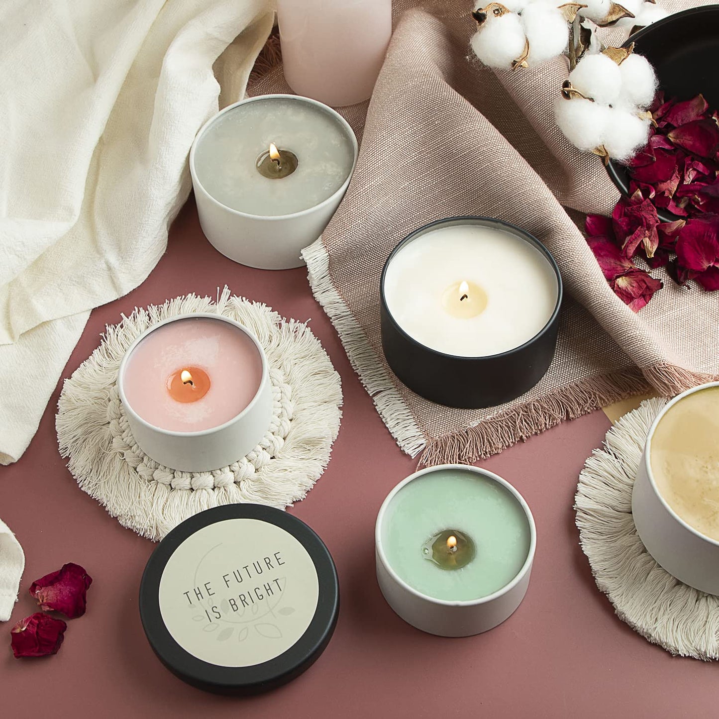 Hearth & Harbor Tin Candle Jars for Making Candles - DIY Candle Containers with Lids - Metal Candle Jars - Bulk Tins Storage for Candle - (12 Pieces) - (8 Ounces) - Solid Black and White