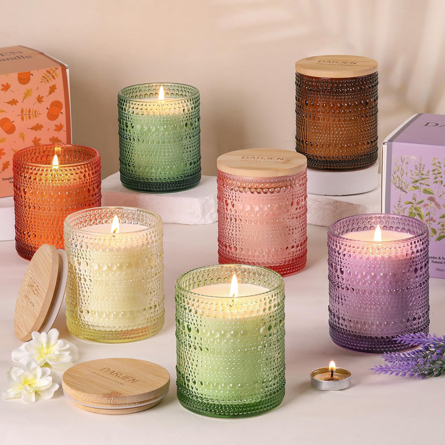 DARJEN Vanilla Candles for Home- 10oz 68H Natural Soy Wax Aromatherapy Jar Candle with Strong Scent, Decorative Aesthetic Candles for Living Room, Gathering, Kitchen, Luxury Gift for Women