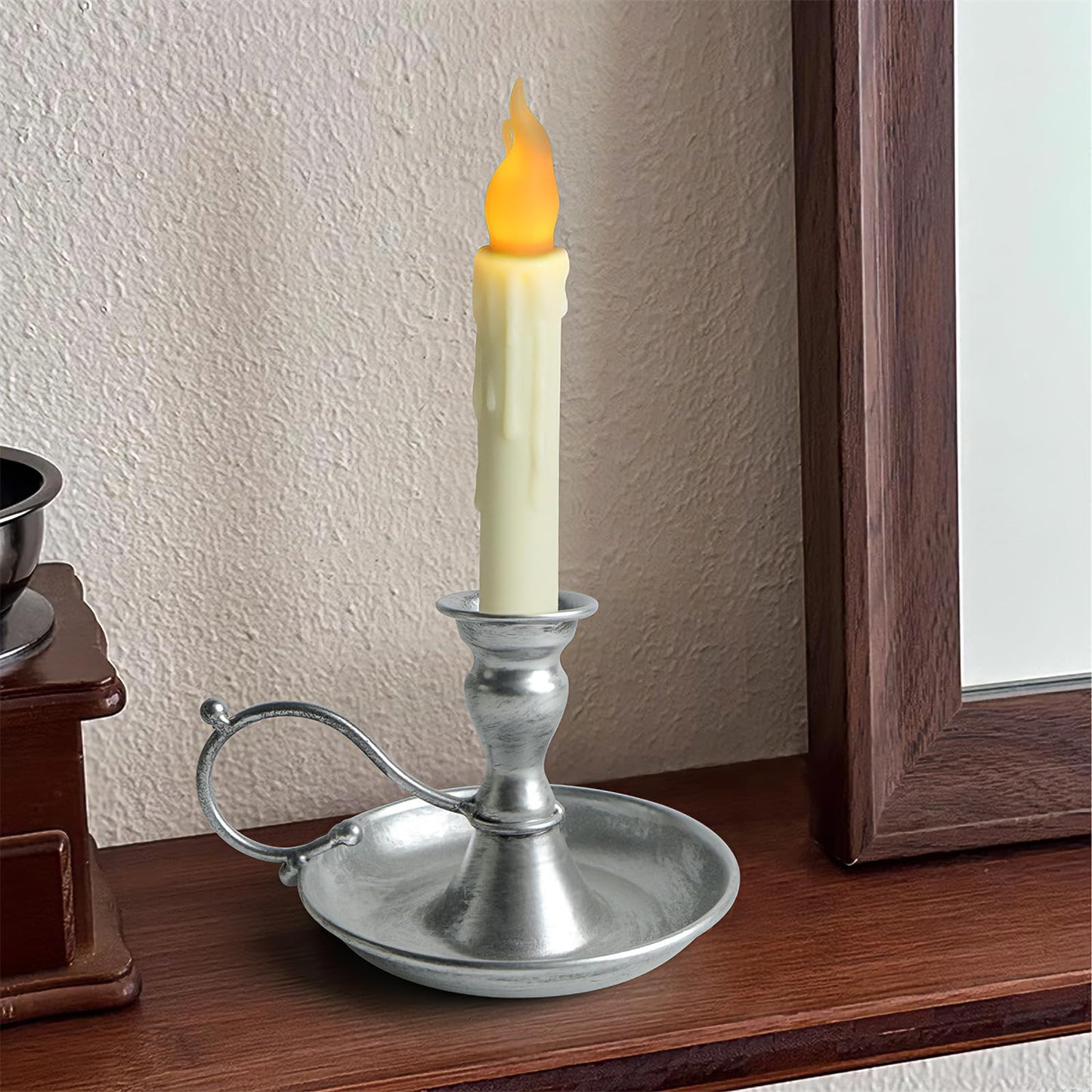 Elegant Antique Metal Holders and Flamless LED for Living Room and Special Event Decors with Secure Base Festival LED