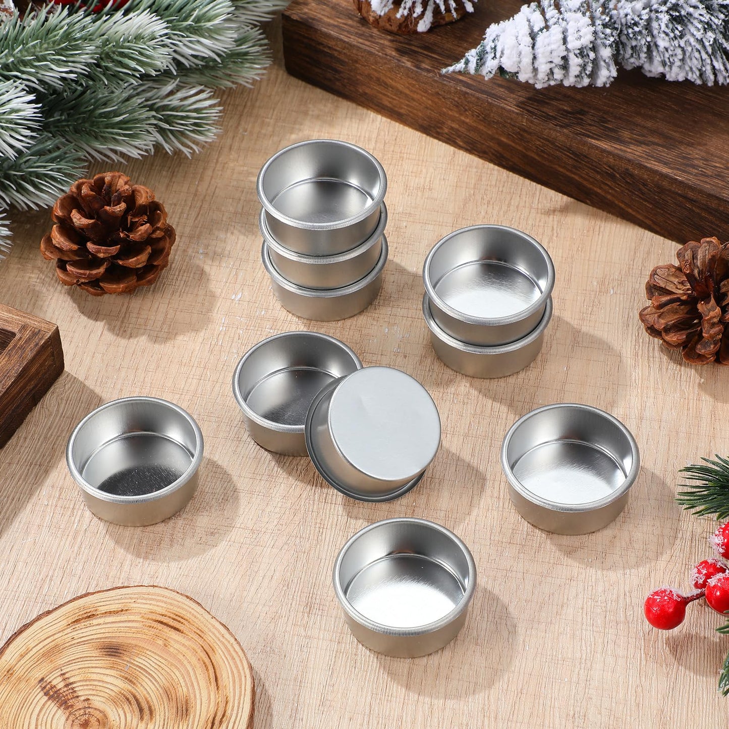 Cabilock Candle Tins 20pcs Tea Light Tins Cups Candle Holders Decorative Metal Tea Light Case Metal Can Containers Scented Candle Cup Candleholder for Christmas Weddings Parties Dinner Decor